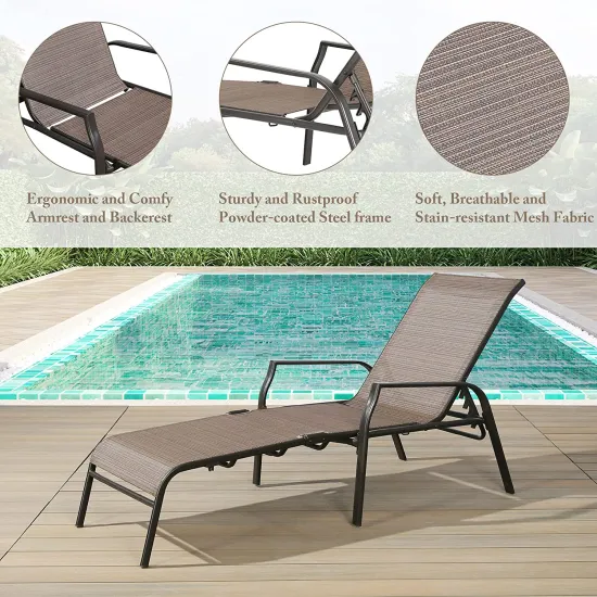 Adjustable Sun Lounger: Beach Lounge Chairs and Outdoor Chaise Lounge Furniture