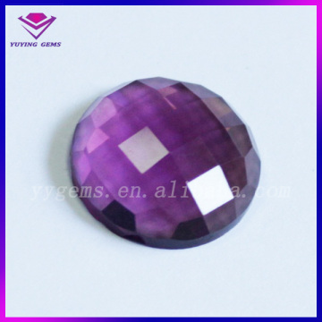 10MM Flat Bottom Purple Color Glass Checker Face Synthetic Glass Stone