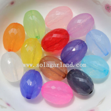 Jelly Acrylic Oval Faceted Beads with Bicone Shape Facets