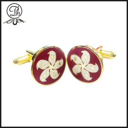 Personalised Hongkong Bauhinia flower cufflinks for men