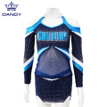 Royal blue metallic cheerleading uniforms