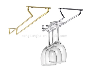 Chrome or Brass Plated Metal Wire Bar Wine Glass Rack