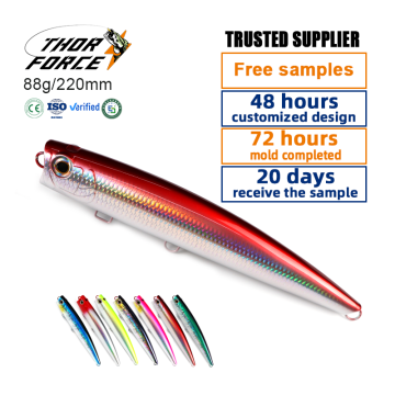 THORFORCE 220mm 88g Floating Laser Effect Saltwater Popper Lure for Tuna