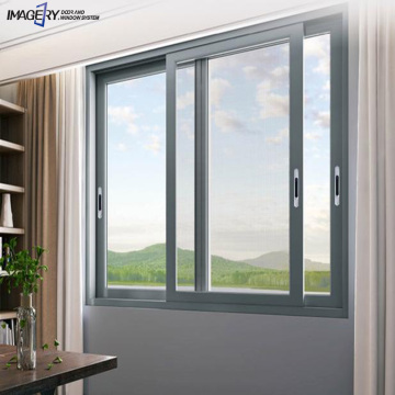 Mesqatio Net Tempered Glass Aluminum Sliding Windows with Folding Screen for Windproof Heat Insulation in Apartments and Warehouses