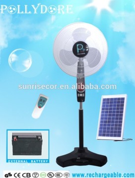Rechargeable Standing Fan Solar Stand Fan Emergency Fan with bright LED Light battery and solar panel PLD-12