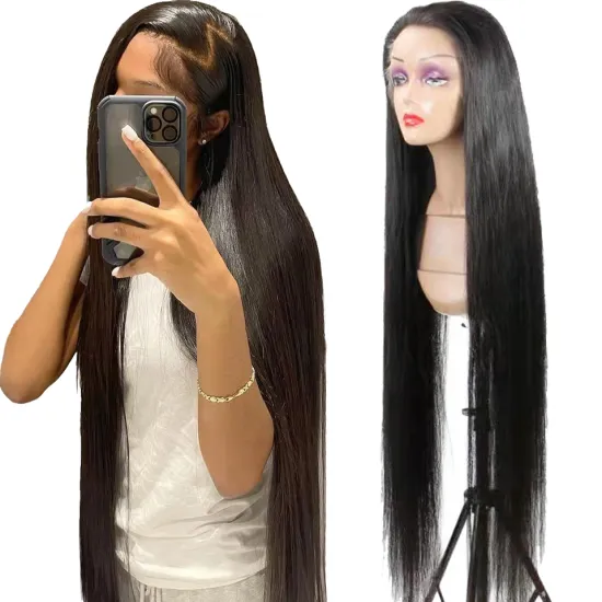 360 Transparent Glueless HD Human Hair Extensions Lace Front Wigs,Straight 360 Frontal Full Lace Human Hair Wig for Black Women