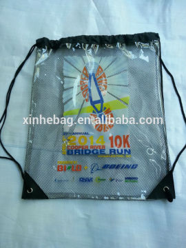 promotional clear pvc string bag / pvc drawstring bag