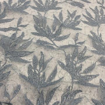 Human Plant  Allover Sequin Embroidery Fabric