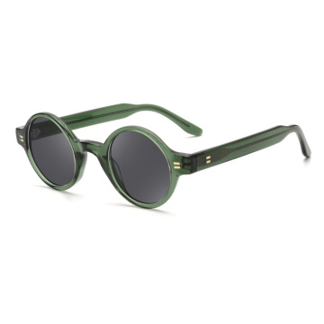 Round Black Acetate Sunglasses
