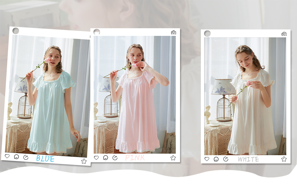 Cotton Nightgowns Vintage Lightweight Gown Princess Nightdress