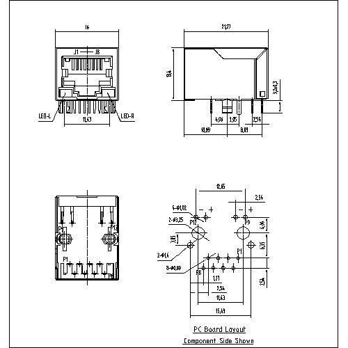 ATRJ5922-10P8C-X-D-A-B RJ45 Jack Side Entry 1X1P Shielded With LED