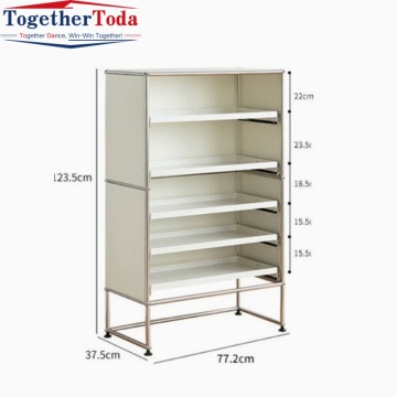 Unit Rak Terbuka Stainless Steel Modular 5 Tingkat Berkualitas Tinggi dengan Dasar Logam untuk Dapur Ruang Tamu Kantor
