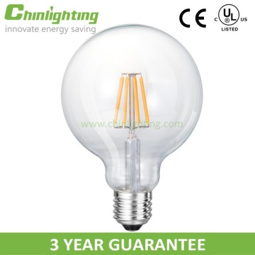 CE RoHS listed Warm White 360 Degree E27 G95 5W 7W Led Filament Bulb,energy saving led lamp