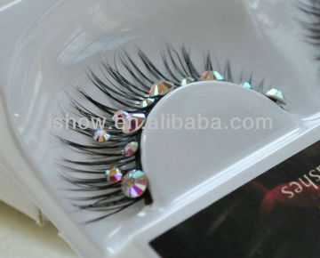 2013 new style, high quality pure handmade real Siberian mink eyelash decorated wiht crystals