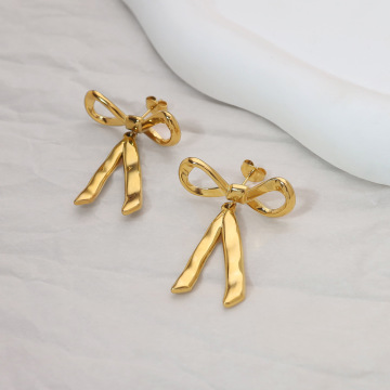 earrings stud Ins Stainless Steel Bow Pendant Earrings For Women Factory