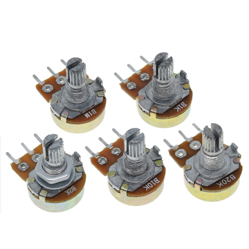 3Pin Linear Potentiometer 15mm Shaft with Nuts and Washers - WH148 B1K B2K B5K B10K B20K B50K B100K B500K