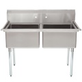 Freestanding 2 Compartment SInk With One Draninboard