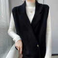 Loose casual all-wool knit waistcoat