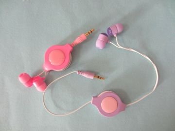 Oem Pink Cute Straight Plug Mp3 Player Wired Earphones , 130cm Length