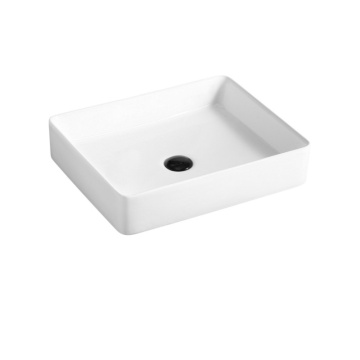 Modern Minimalist White Ceramic Rectangular Washbasin for High-End Hotel Bathrooms