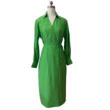 Midi Length Crosscover Design Green Dress