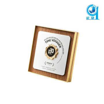 Wood Frame Silver Alloy Plaque