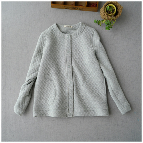 100% Cotton Knitted Women's Quilted Short Coat