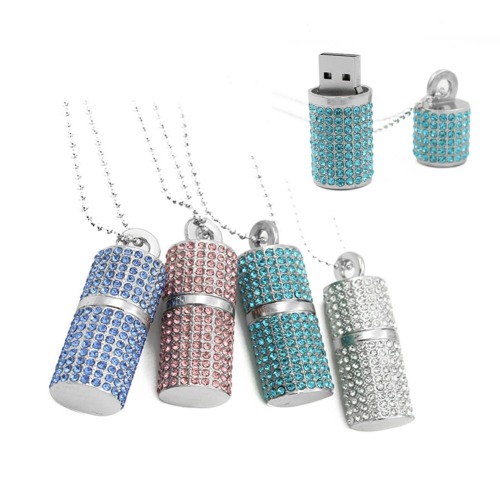 Estilo de lápiz labial Crystal Necklace 16GB USB Memory Stick