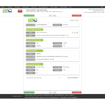 Calcium carbonate Vietnam import trade data