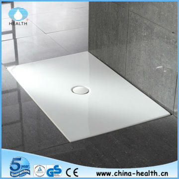 white fiber glass corner acrylic shower trays