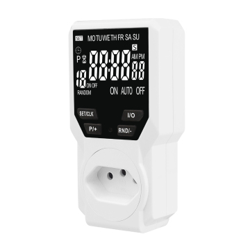 डिजिटल टाइमर प्लग के साथ यूरोपीय 220V LCD दोहरी आउटलेट इलेक्ट्रिक स्विच