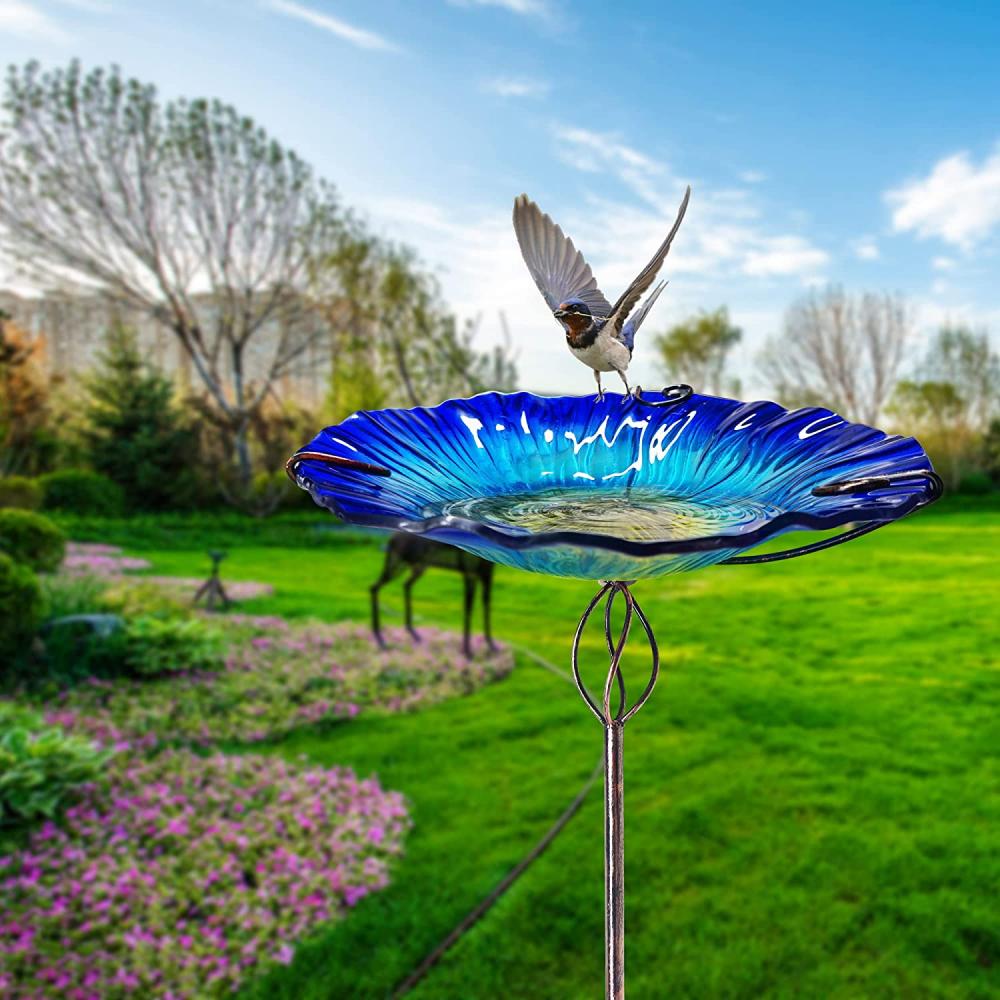 Baños para pájaros de vidrio para al aire libre