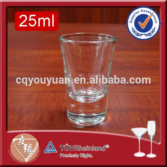Machine made cheap price 25ml mini bullet custom shape shot glass