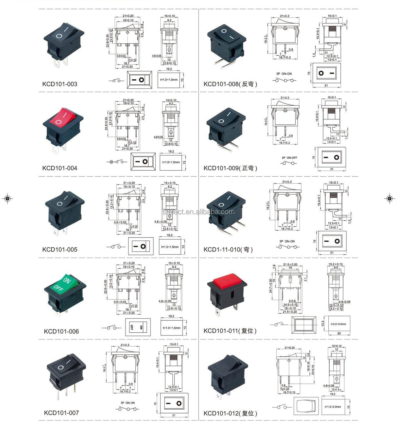 Kcd Rocker Switch Kcd2 On/off Mini Round Rocker Switch 10a 250vac, High Quality Kcd2 On ...