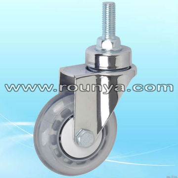 3 inch thread stem transparent medical caster