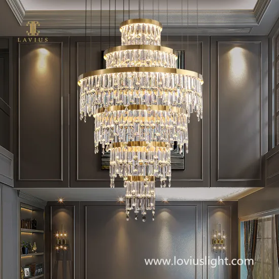 Light luxury crystal k9 custom staircase hotel hall villa chandelier decorative ceiling chandelier new creative light luxury