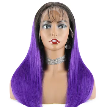 Brazilian 100% Virgin Human Hair Lace Front Wig Ombre 1B Purple Human Hair Wigs Glueless 13x4 13x6 Frontal HD Lace Straight Wigs
