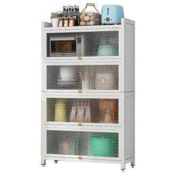4-Tiered Dust-proof Multi-functional Steel Floor Storage Rack for Household Sundries Organization