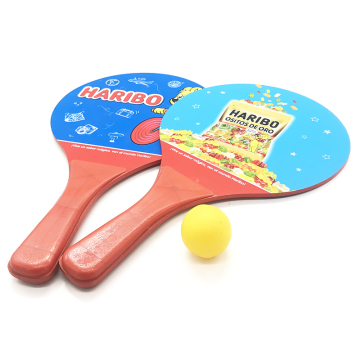 Custom Branded Wooden Beach Tennis Racket Kids Paddle Set with Logo in Net Bag Packaging: Perfect Promotional Gift