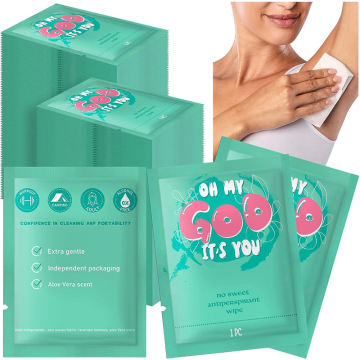 Customized single piece female armpit deodorizing and antiperspirant wet wipes