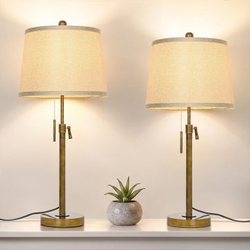 3-Color Tall Nightstand Lamps Dimmable Modern Office Set