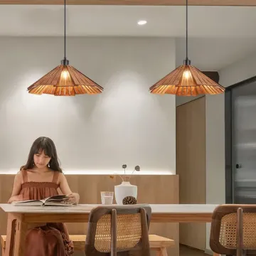 'Elegant Japanese Wood Pendant Light for Tea Rooms'