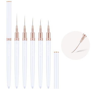 White Metal Handle Manicure Tool Liner Brushes Set