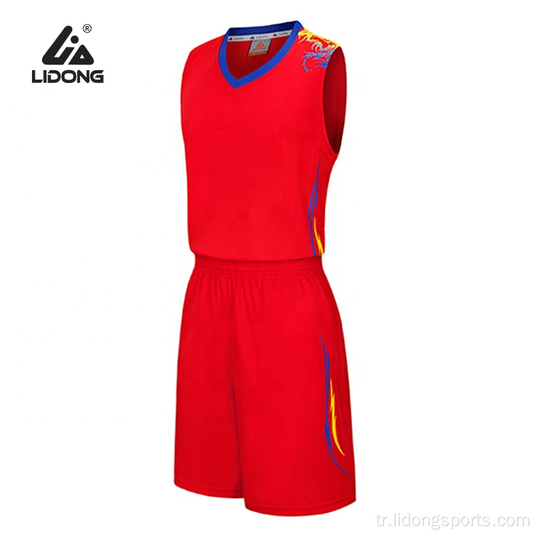 Erkek basketbol forması üniforma tasarımı kırmızı basketbol giyim