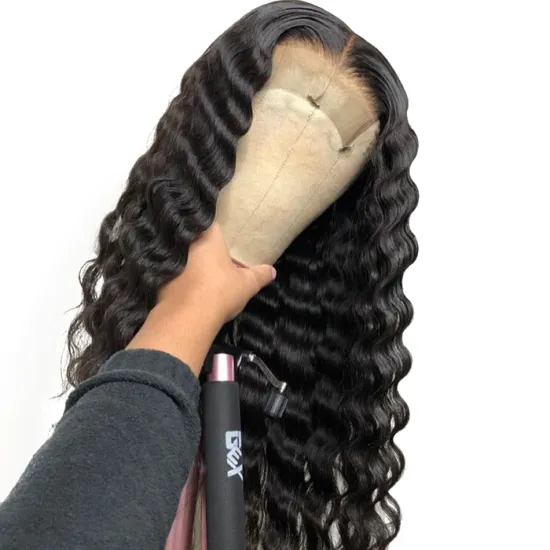 Wholesale Peruvian Deep Wave Virgin Human Hair Lace Front Wig Vendors Free Sample Full HD 4X4 Lace Closure Human Hair Wig Cheap