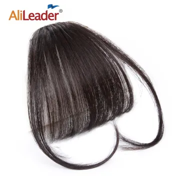 AliLeader Thin Flat Bangs with Temple Clip In Hairpiece Fringe Human Hair Bangs Hair Extensions