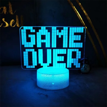 Game Over Neon Lamp: 3D LED RGB Night Lights for Gaming Room Decorative Illumination