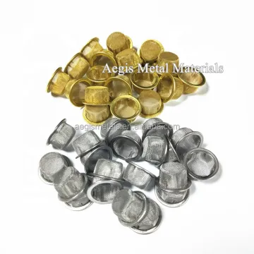 Stainless Steel Brass Bowl Shape Smoking Pipe with Gold Rim and Screens