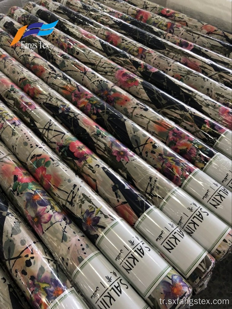 Toptan% 100 Polyester Çiçek Baskılı Şifon Kumaş