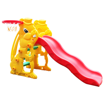 Cute Rabbit Double Slide Indoor Playground Playhouse with Toy Slides for Kids